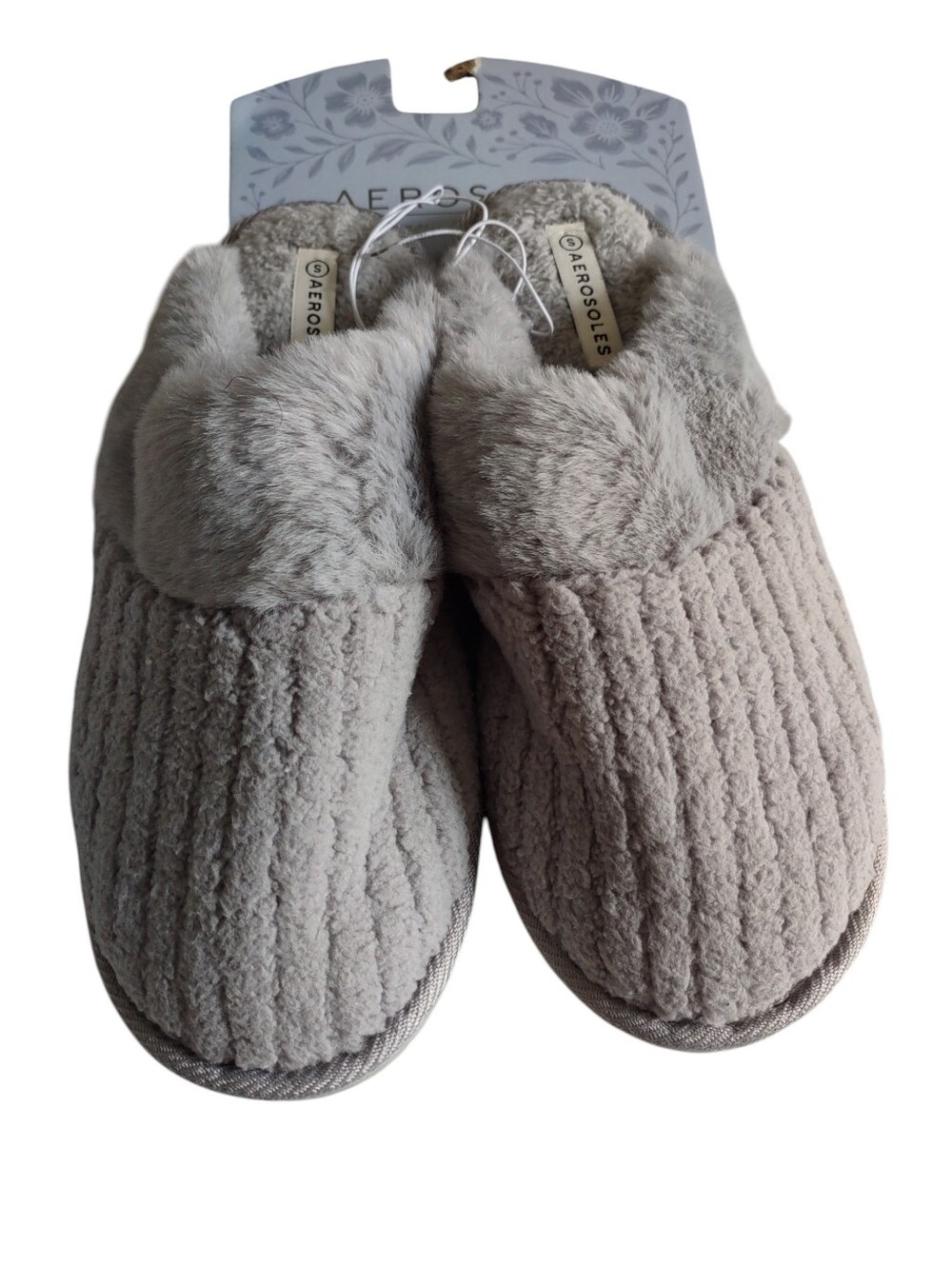 Aerosoles Small(5-6) Grey Ribbed Slippers